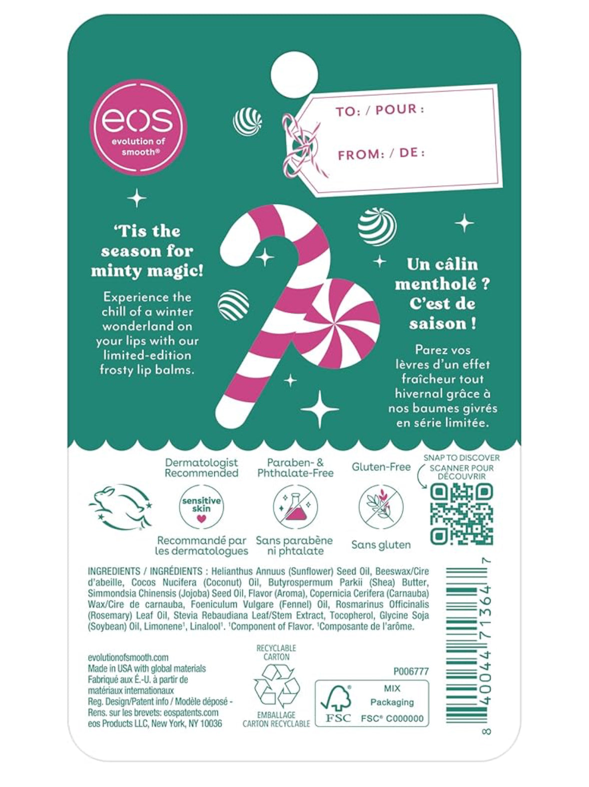 EOS Christmas Peppermint Twist & Candy Cane Swirl Lip Balm Sticks