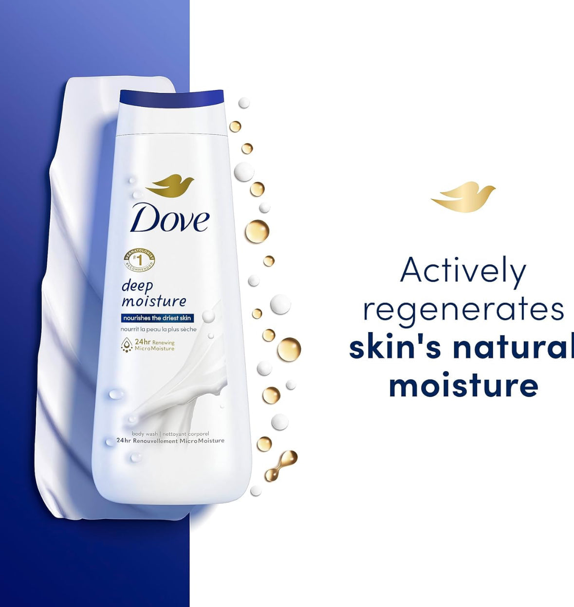 Dove Body Wash 4-Pack – Deep Moisture, Sensitive, Refreshing & Pampering