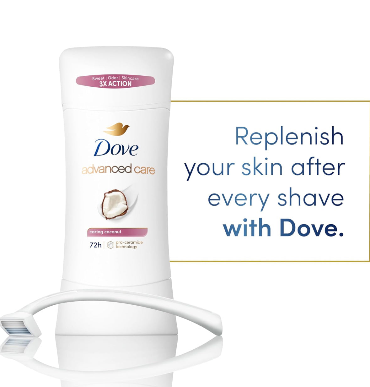 Dove Advanced Care Antiperspirant Caring Coconut Deodorant Stick - 2 Pack
