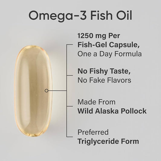 Sports Research Triple Strength Omega-3 Fish Oil 1250mg (Wild Alaska Pollock)