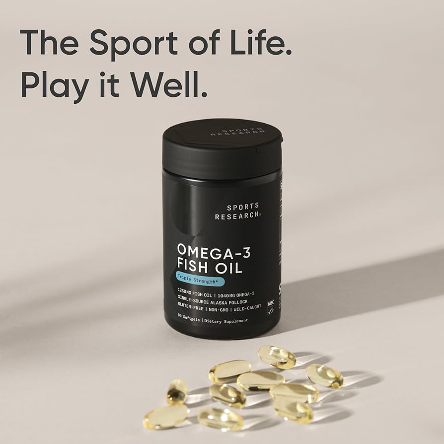 Sports Research Triple Strength Omega-3 Fish Oil 1250mg (Wild Alaska Pollock)