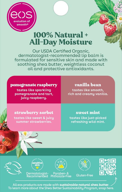 EOS Natural & Organic Shea Lip Balm Stick 4-Pack – Bestselling Flavors