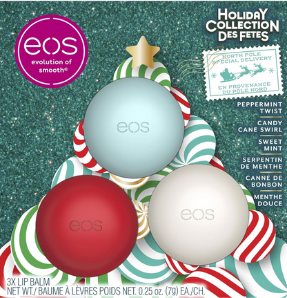 EOS Christmas Peppermint Twist, Candy Cane & Sweet Mint Lip Balm Gift Set
