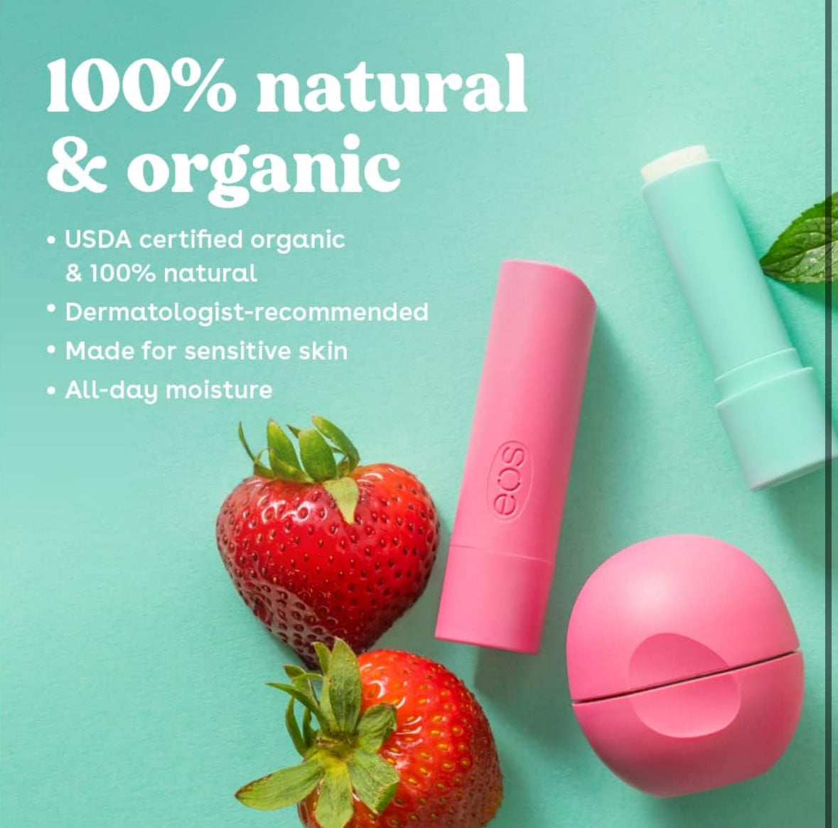EOS Natural & Organic Shea Lip Balm Stick 4-Pack – Bestselling Flavors
