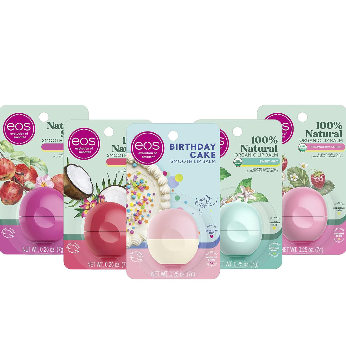 EOS Shea Smooth Natural Lip Balm Variety – 5 Pack