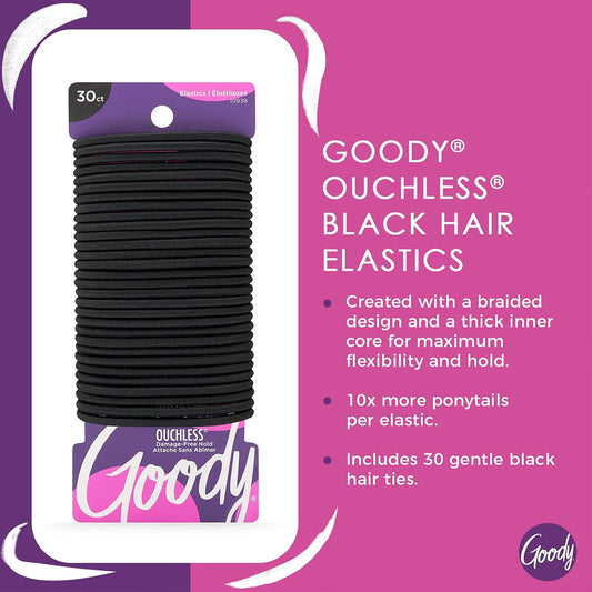 Goody Ouchless No-Metal Soft Hair Elastics – 30 Pack