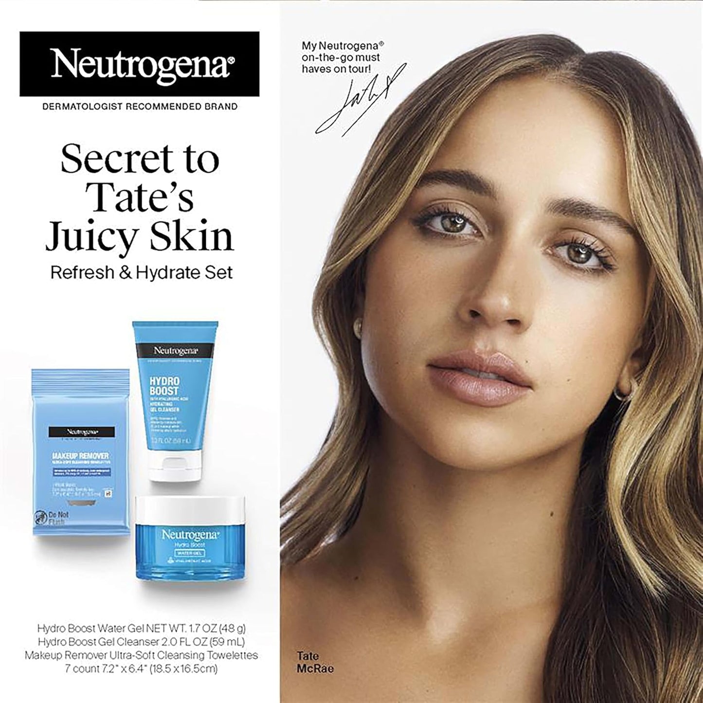 Neutrogena x Tate McRae Refresh & Hydrate Travel Skincare Set