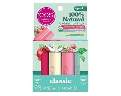 EOS Natural & Organic Shea Lip Balm Stick 4-Pack – Bestselling Flavors