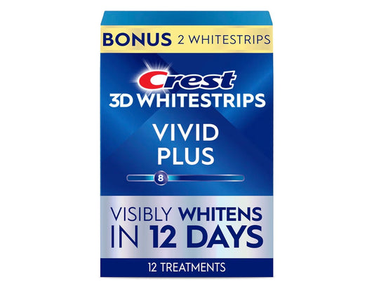 Crest 3D Whitestrips Vivid Plus, Teeth Whitening Strip Kit 10 Treatments + 2 Bonus Treatments