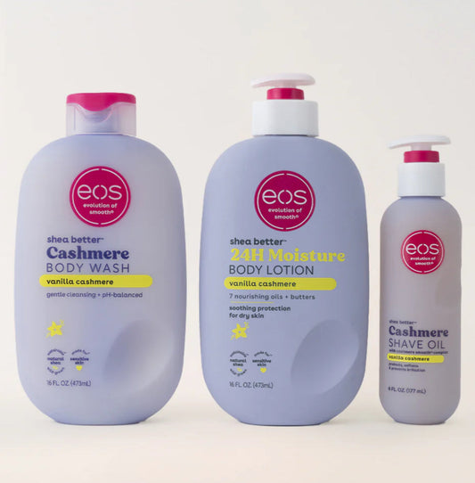 EOS Vanilla Cashmere 3-Piece Essentials Lotion, Wash & Shave Bundle