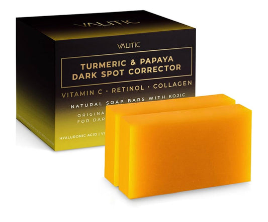 VALITIC Papaya, Turmeric & Kojic Acid Dark Spot Soap Bar – 2 Pack