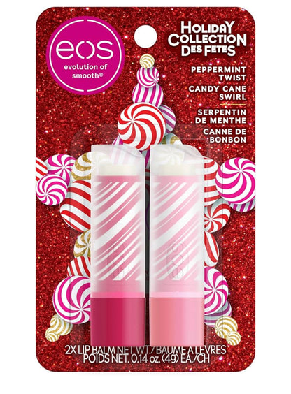 EOS Christmas Peppermint Twist & Candy Cane Swirl Lip Balm Sticks