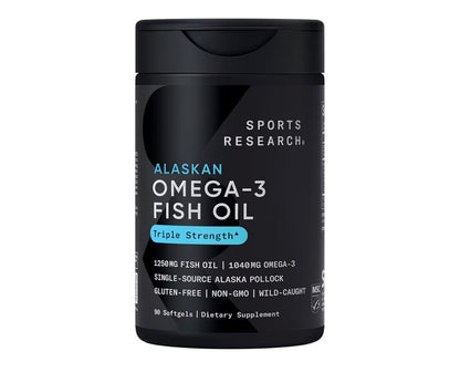 Sports Research Triple Strength Omega-3 Fish Oil 1250mg (Wild Alaska Pollock)