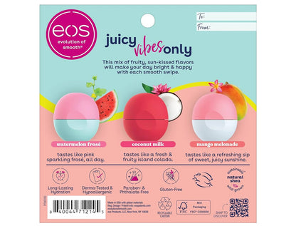 EOS Juicy Vibes Watermelon, Coconut & Mango Shea Lip Balm 3-Pack