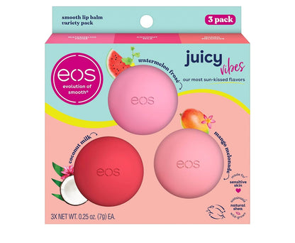 EOS Juicy Vibes Watermelon, Coconut & Mango Shea Lip Balm 3-Pack