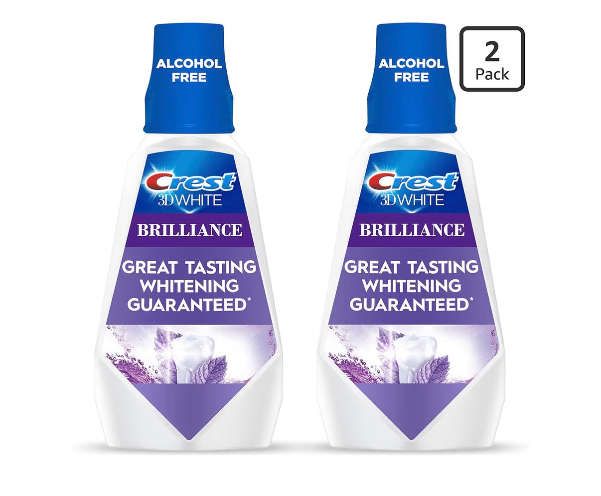 Crest 3D White Brilliance Whitening Mouthwash Clean Mint – 2 Pack