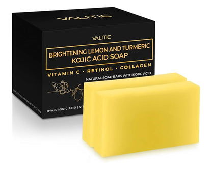 VALITIC Lemon, Turmeric & Kojic Acid Brightening Soap with Vitamin C & Retinol – 2 Pack