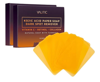 VALITIC Turmeric & Kojic Acid Dissolving Paper Soap Sheets – 2 Pack