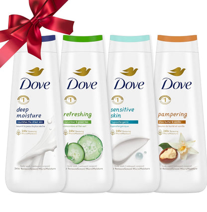 Dove Body Wash 4-Pack – Deep Moisture, Sensitive, Refreshing & Pampering