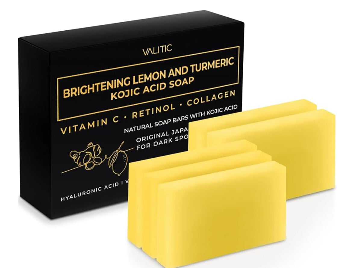 VALITIC Lemon, Turmeric & Kojic Acid Brightening Soap with Vitamin C & Retinol – 5 Pack