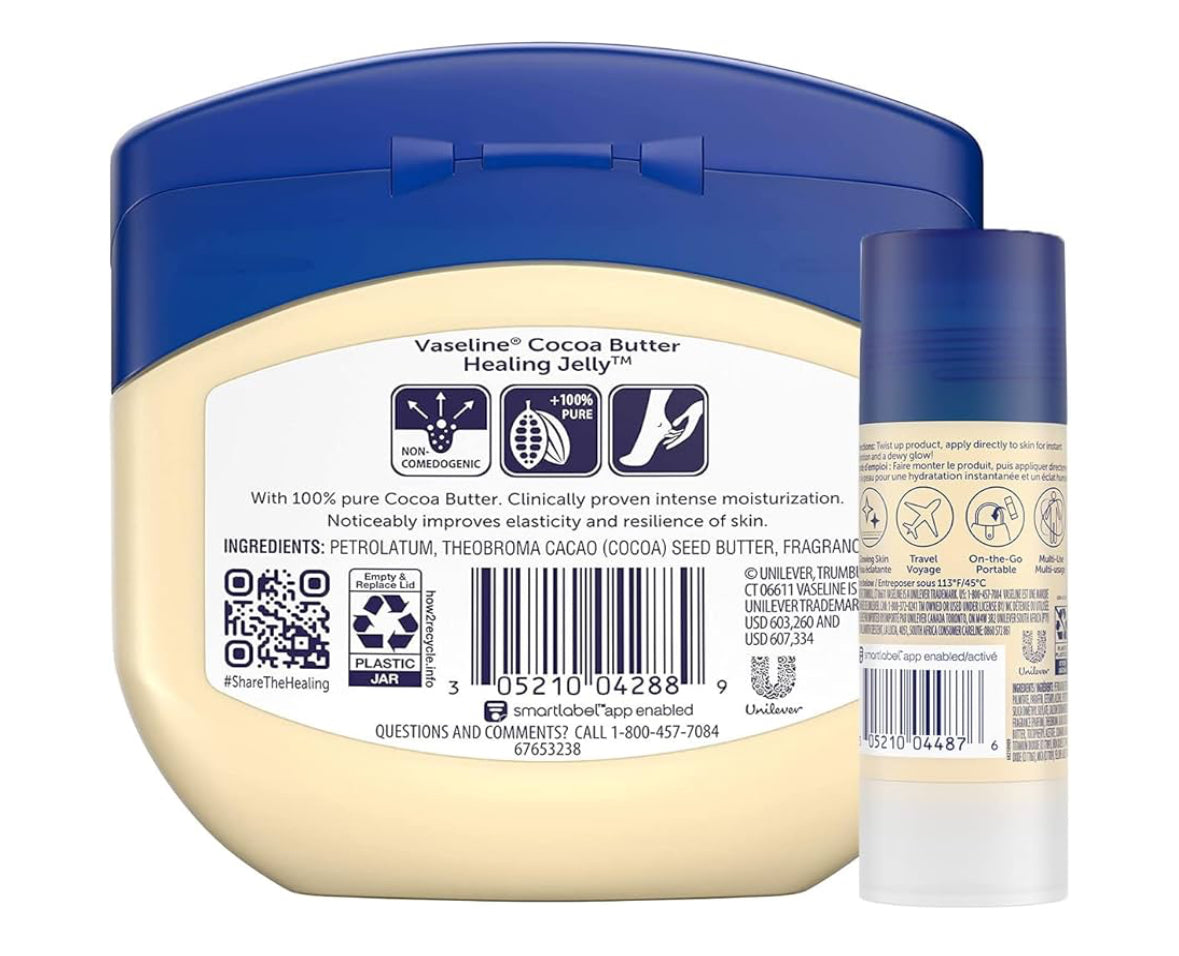 Vaseline Cocoa Butter Healing Jelly & Cocoa Shimmer Stick Bundle