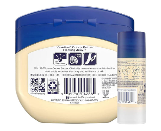 Vaseline Cocoa Butter Healing Jelly & Cocoa Shimmer Stick Bundle