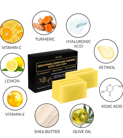 VALITIC Lemon, Turmeric & Kojic Acid Brightening Soap with Vitamin C & Retinol – 2 Pack