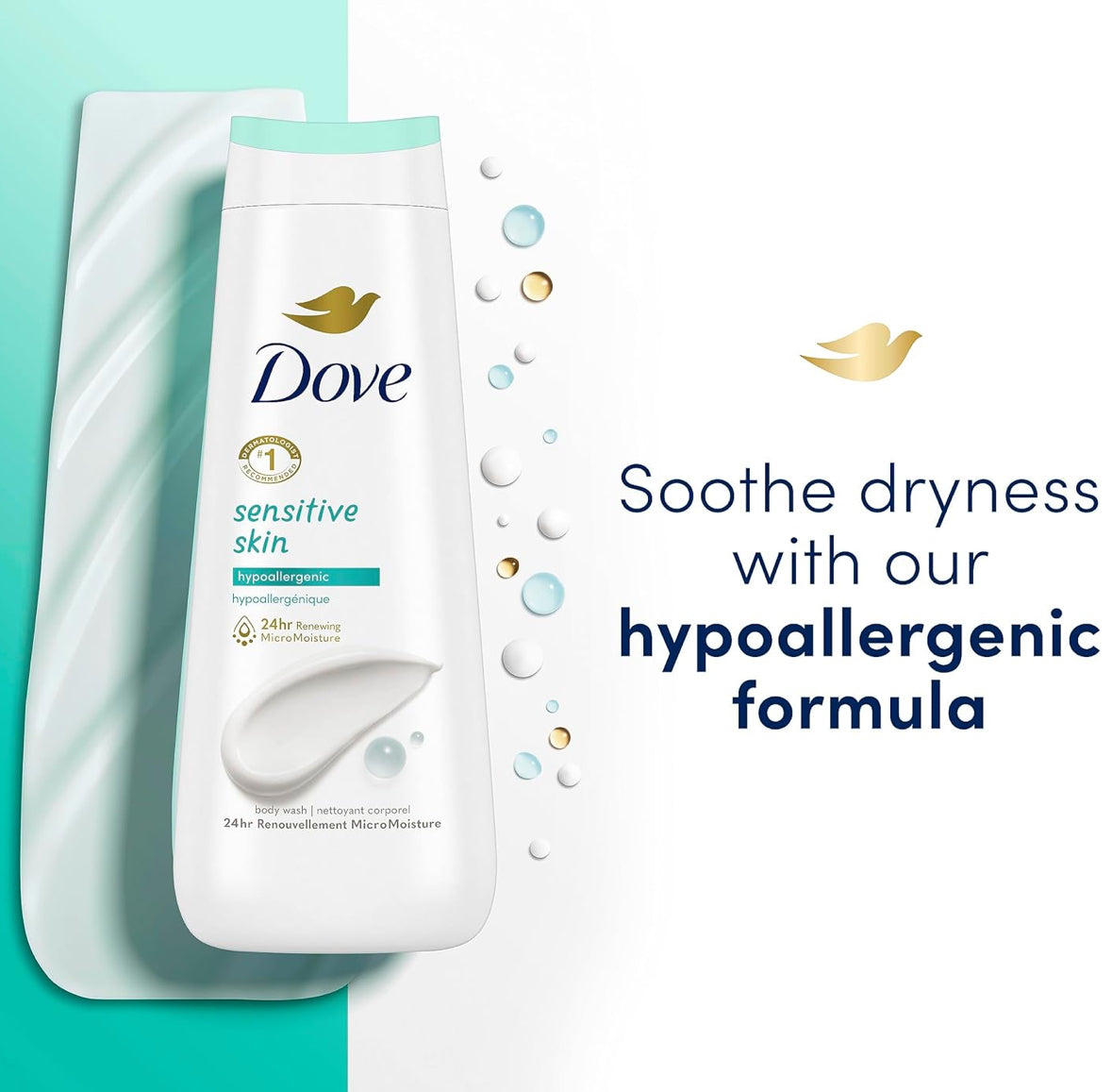 Dove Body Wash 4-Pack – Deep Moisture, Sensitive, Refreshing & Pampering