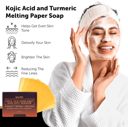 VALITIC Turmeric & Kojic Acid Dissolving Paper Soap Sheets – 2 Pack