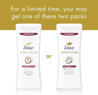 Dove Advanced Care Antiperspirant Caring Coconut Deodorant Stick - 2 Pack