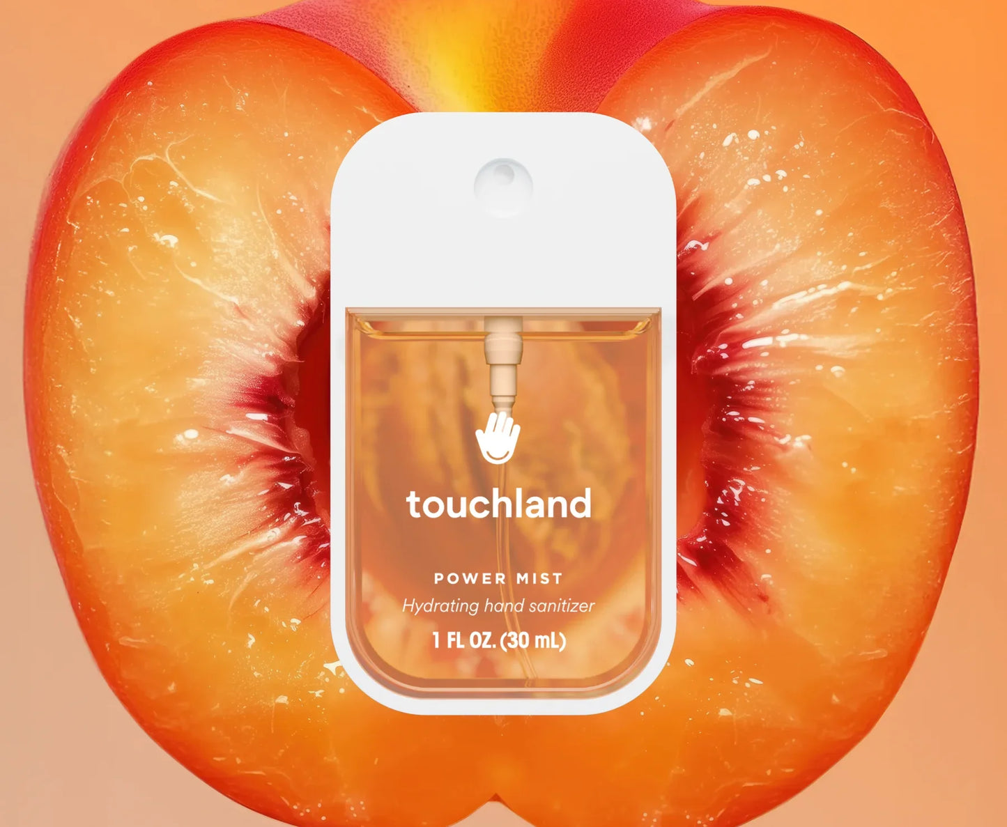 Touchland Velvet Peach Power Mist with Aloe, Cherry Blossom & Amber Hand Sanitiser