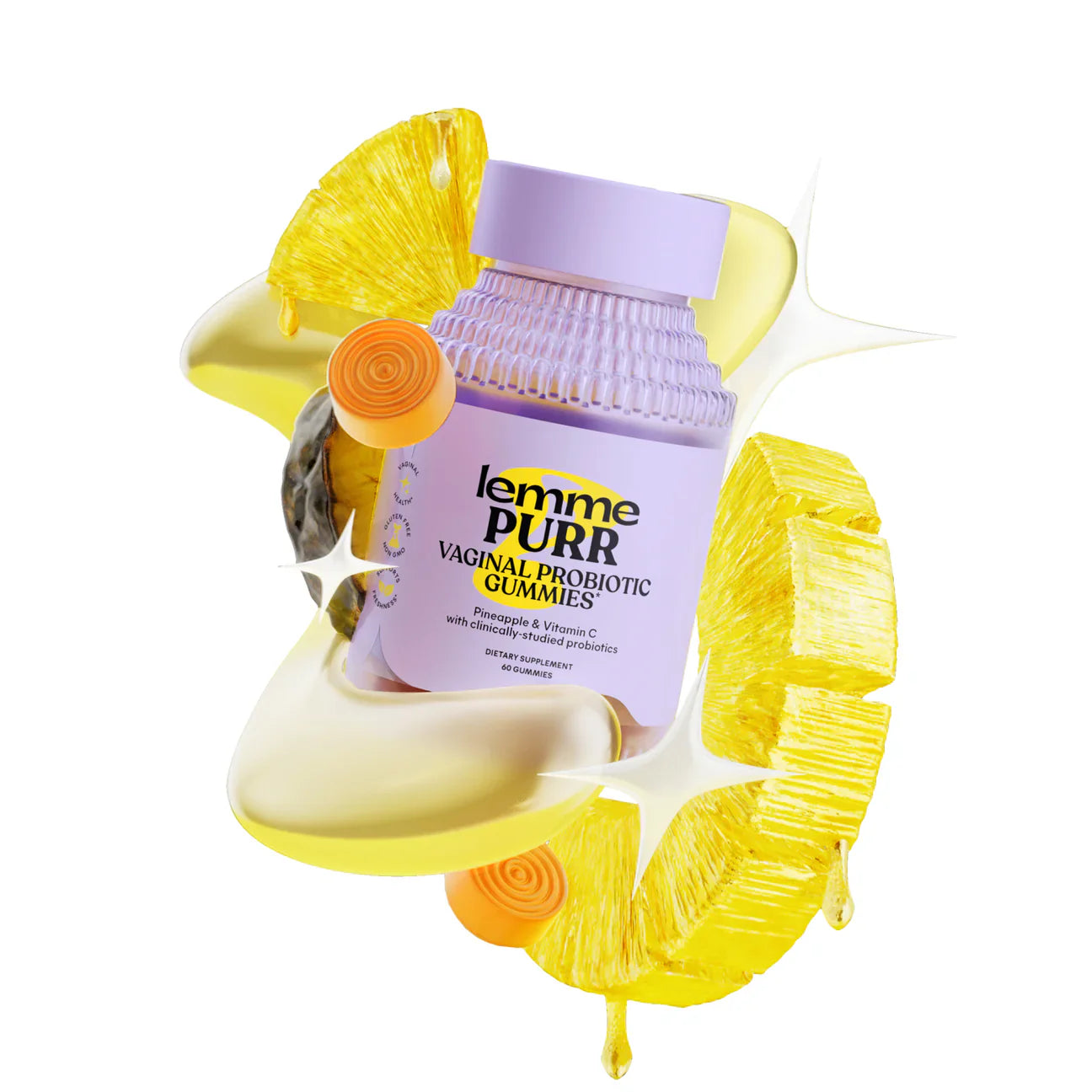 Lemme Purr Vaginal Probiotic Gummies for Women – Pineapple & Vitamin C