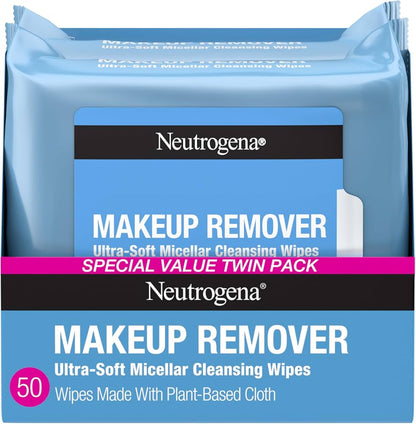 Neutrogena Micellar Alcohol-Free Makeup Remover Cleansing Wipes – Twin Pack