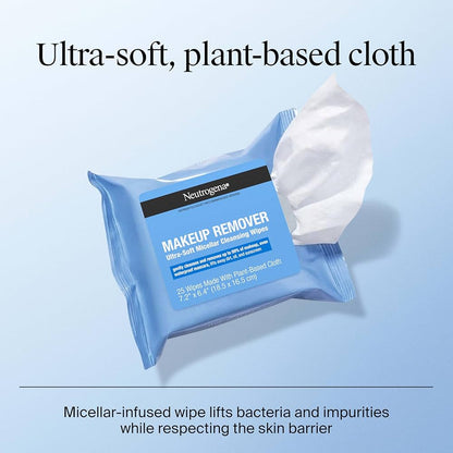 Neutrogena Micellar Alcohol-Free Makeup Remover Cleansing Wipes – Twin Pack