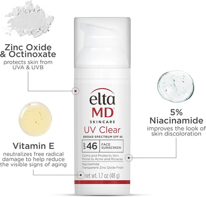 EltaMD UV Clear Mineral Zinc Oxide & Niacinamide SPF 46 Face Sunscreen