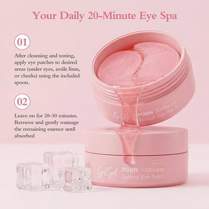 GrlGrl PDRN Retinal & Peptide Under Eye Patches for Puffy Eyes & Dark Circles