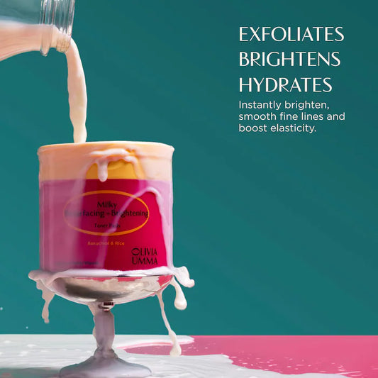 OLIVIAUMMA Milky Resurfacing + Brightening Toner Pads and Face Treatment with Bakuchiol and Niacinamide