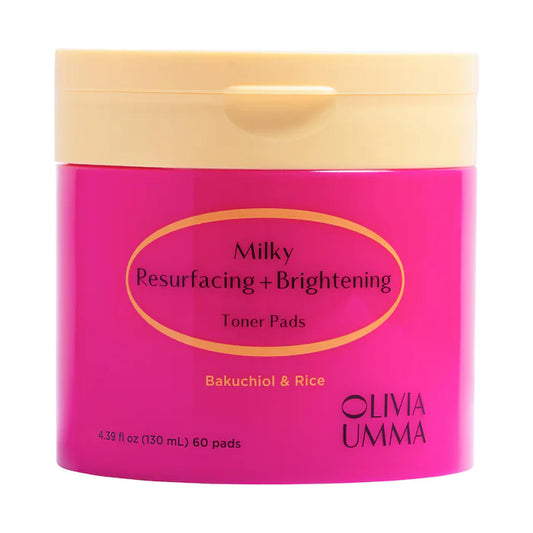 OLIVIAUMMA Milky Resurfacing + Brightening Toner Pads and Face Treatment with Bakuchiol and Niacinamide