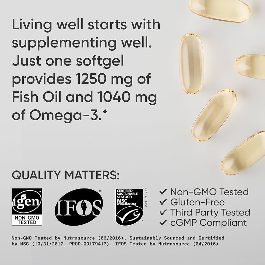 Sports Research Triple Strength Omega-3 Fish Oil 1250mg (Wild Alaska Pollock)
