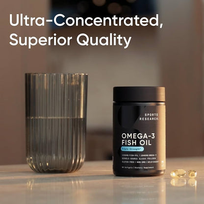 Sports Research Triple Strength Omega-3 Fish Oil 1250mg (Wild Alaska Pollock)