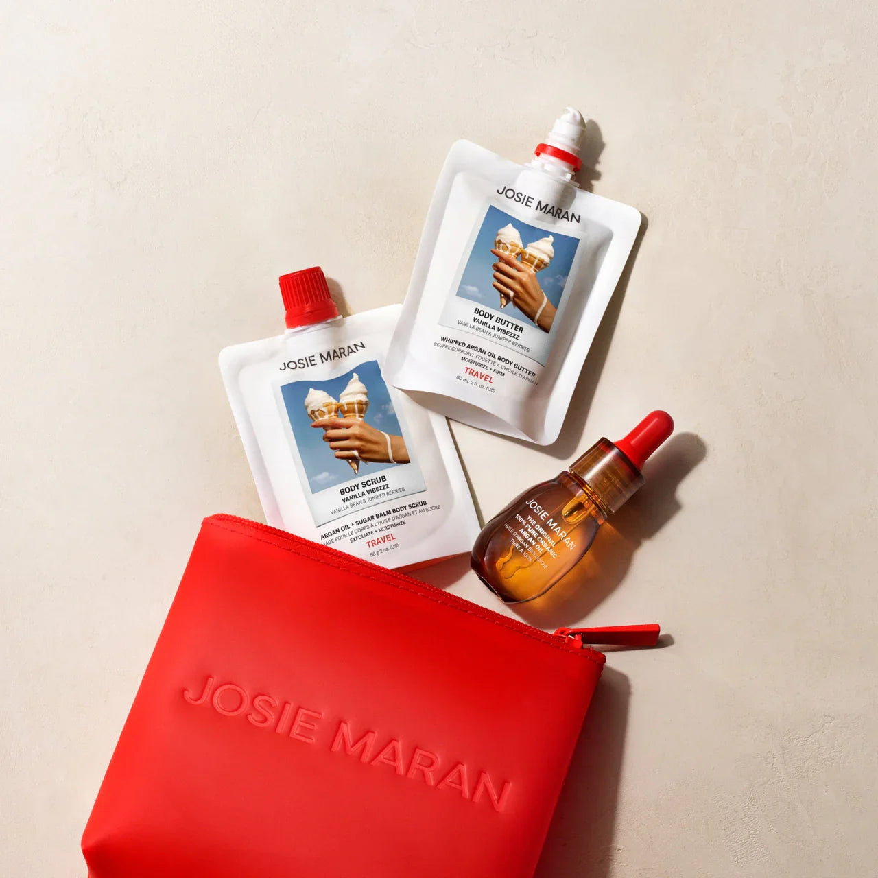 Josie Maran Vanilla Vibezzz Mini Bestsellers Argan Oil Kit